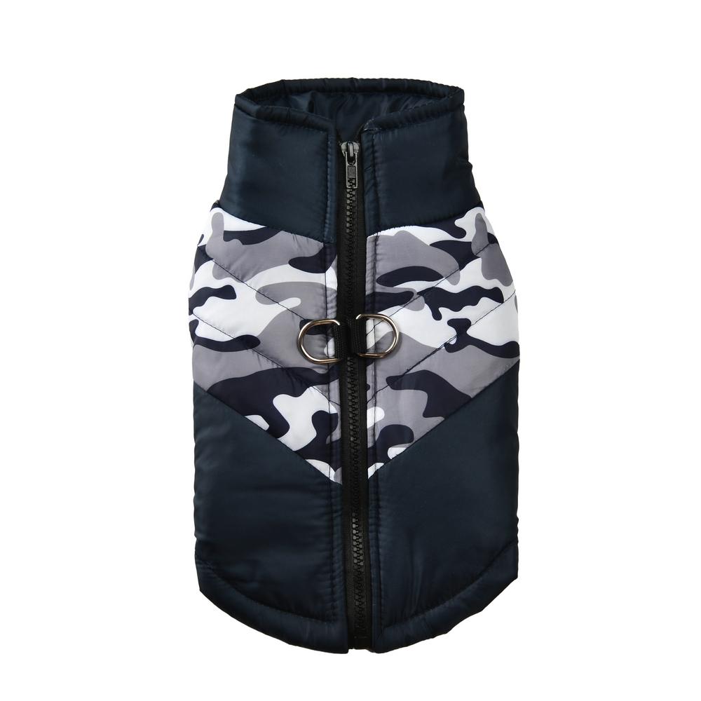 Pet Warm Thick Clothing, Stand Collar Pet Jacket, Easy-On Back Zipper, Dual D-Ring Harness, Loose Fit, Multiple Colors, Small Dogs Cats