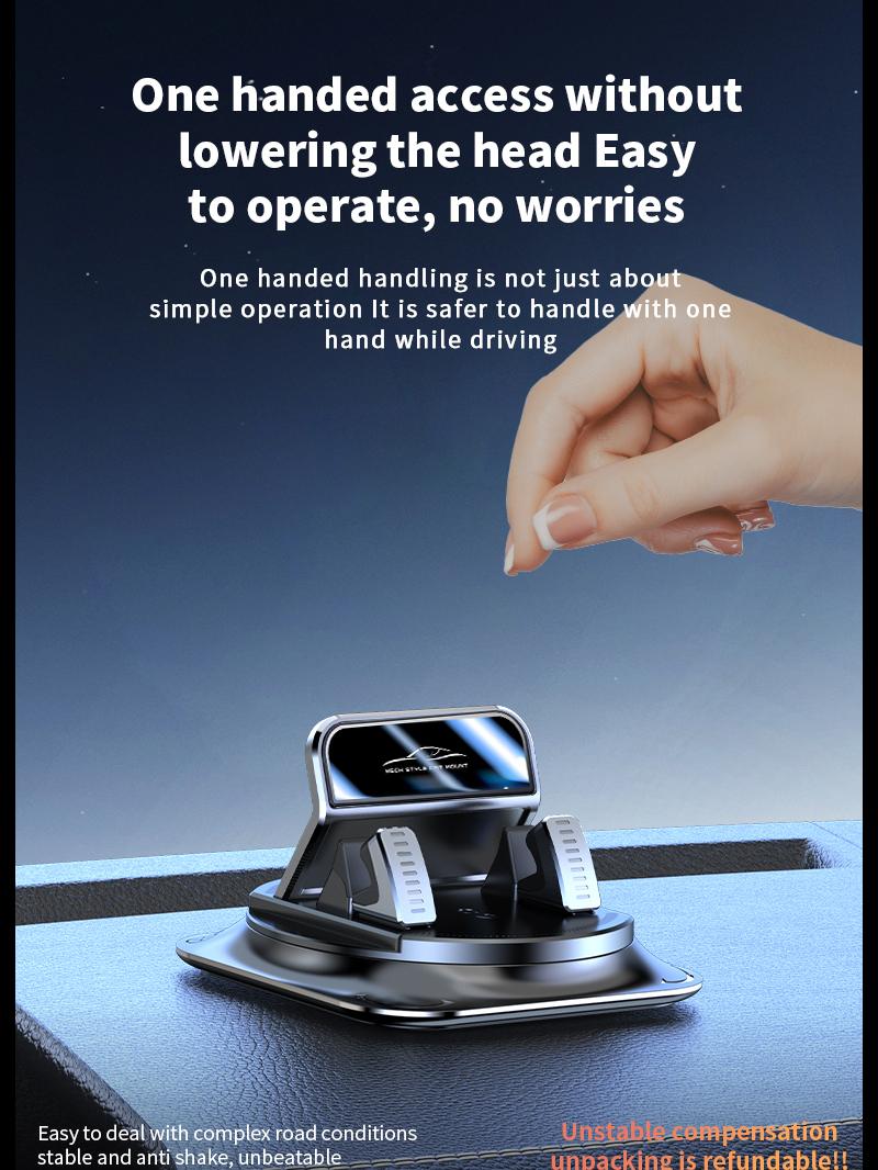 Car phone holder 360 degree rotation, suitable for car navigation in-car dashboard, horizontal and vertical screen adjustment angle, suction cup fixed non-slip mobile phone holder suitable for iPhone and Android Car Mount Smartphone