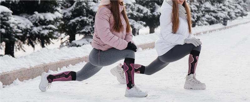 Merino Wool Ski Socks Mens Womens 2 Pairs for Skiing, Snowboarding, Thermal Knee High Winter Warm Sports Performance Socks Breathable Comfortable