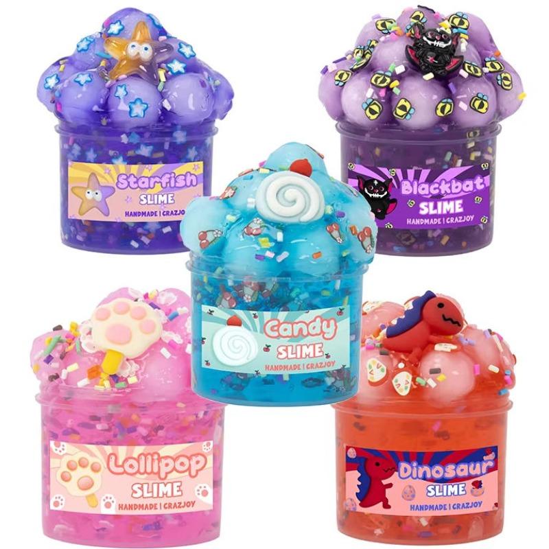 Portable 2.37oz Jelly Cube Crunchy Crystal Slime kit Clear Sticky Slime Soft DIY Non-Sticky Stretchy Sludge Party Favors Birthday Gifts, Moldable Handmade Taba Squishy