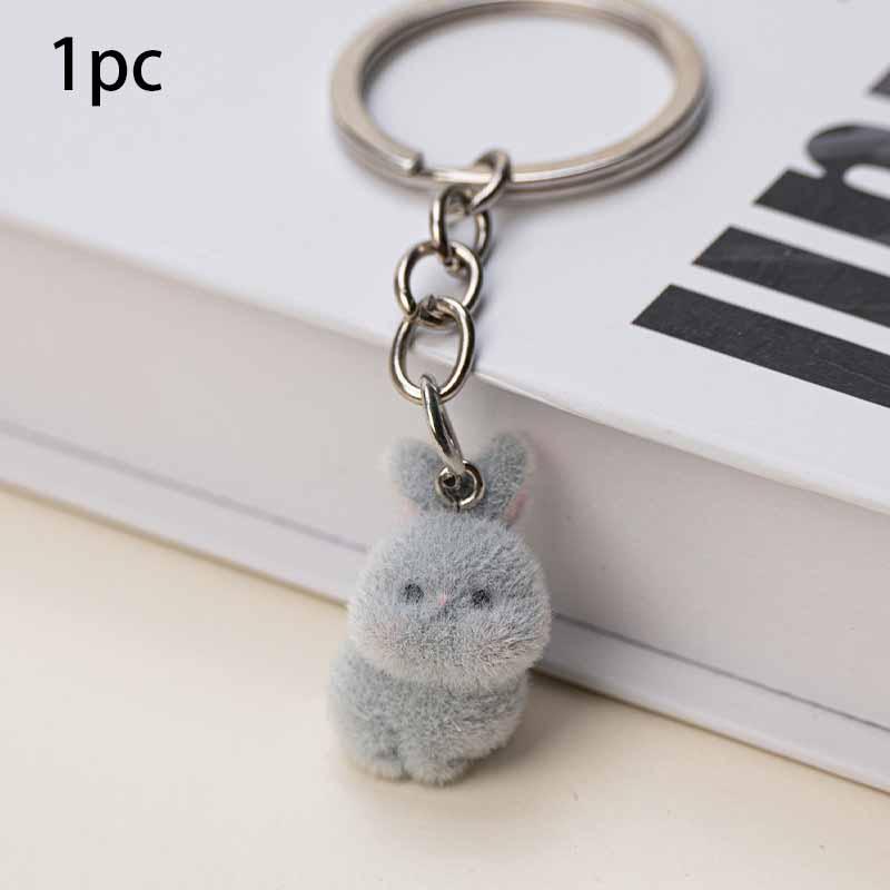 1/20pcs Cute Cartoon Three-Dimensional Rabbit Keychain Pendant Flocking Car Key Chain Pendant Bag Pendant Surprise Gift Keychain for bags Trendy Cute Keychain