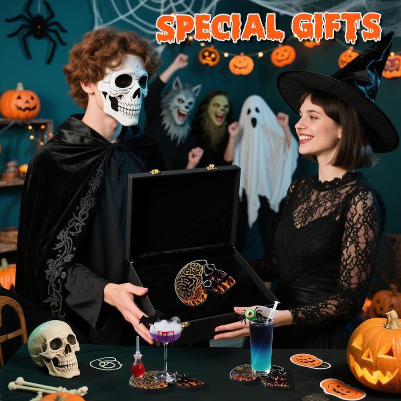 4 Pcs Skull Coaster Resin Molds, Coaster Silicone Molds with Holder, Halloween Coaster Molds for Epoxy Resin, Skull Coasters Decoration for Festival, Ideal Gifts for Crafter and Artist - LET'S RESIN