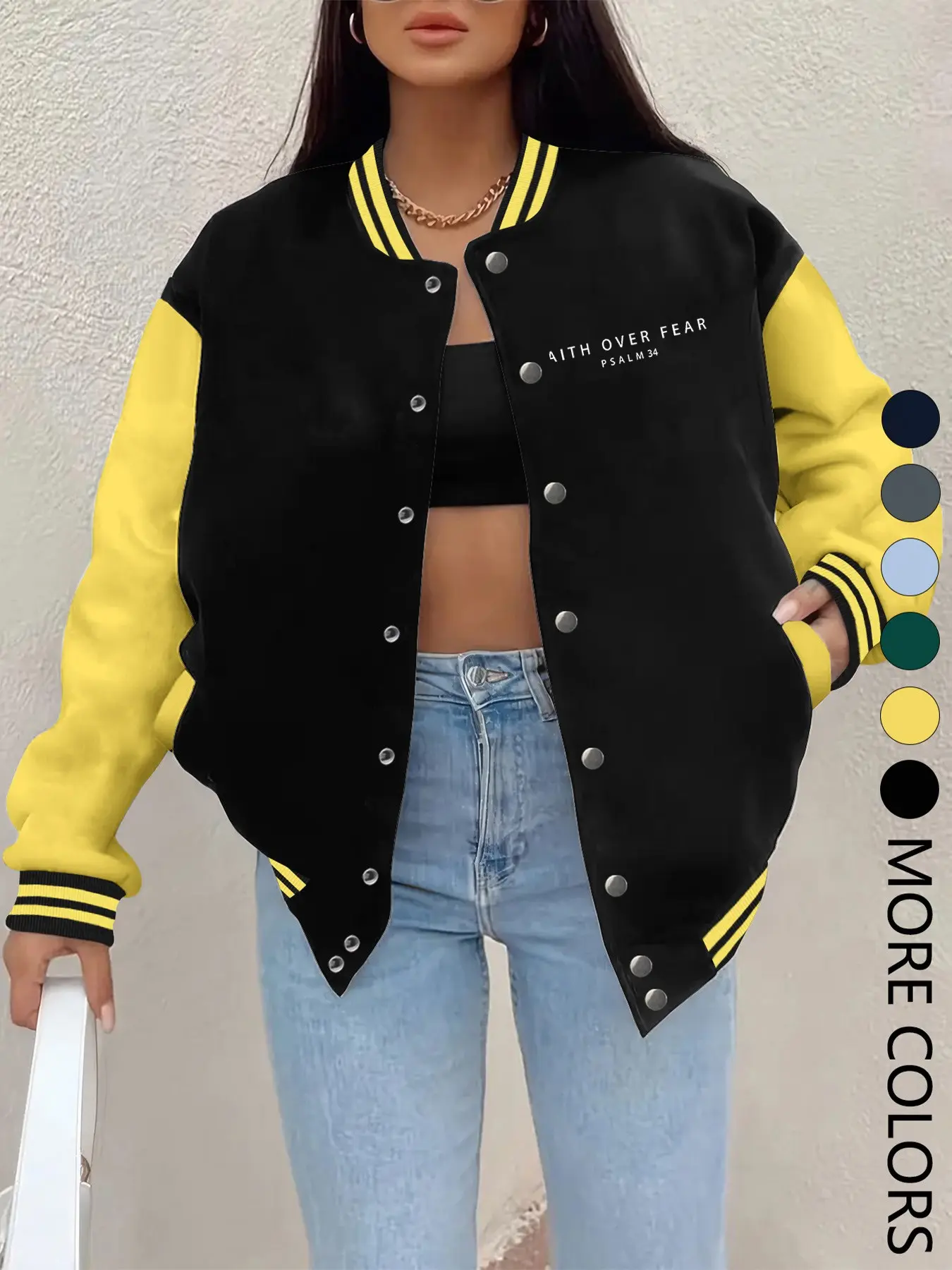 New Women's Baseball Jacket for Fall Winter, Creative Letter Print, Casual Sporty Coat, Comfortable Versatile Jacket, Hip-Hop Style, Multiple Colors