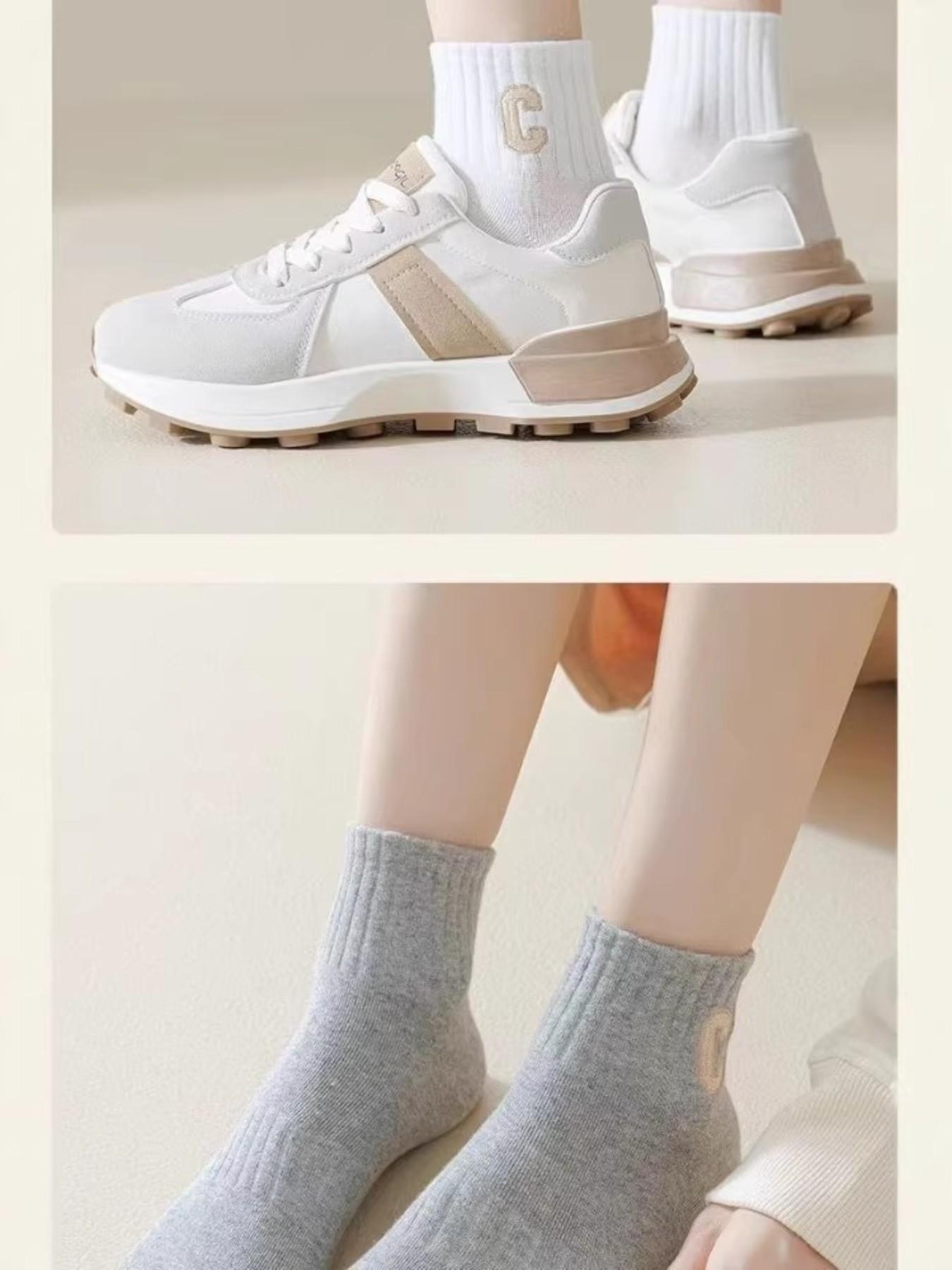 20 Pairs Women's C Logo Casual Ankle Socks, Soft Breathable Multipack, Daily Sports Socks, Comfortable and Durable Design