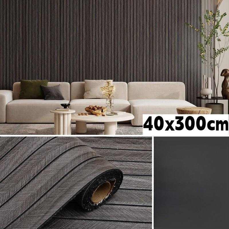 PVC Slat Wall Panel Peel and Stick 40CM"x 300CM" Faux Wood Slat Panel Artificial Oak Wood Grain Self-Adhesive Soundproof 3D Wall Panel for Walls and Ceilings
