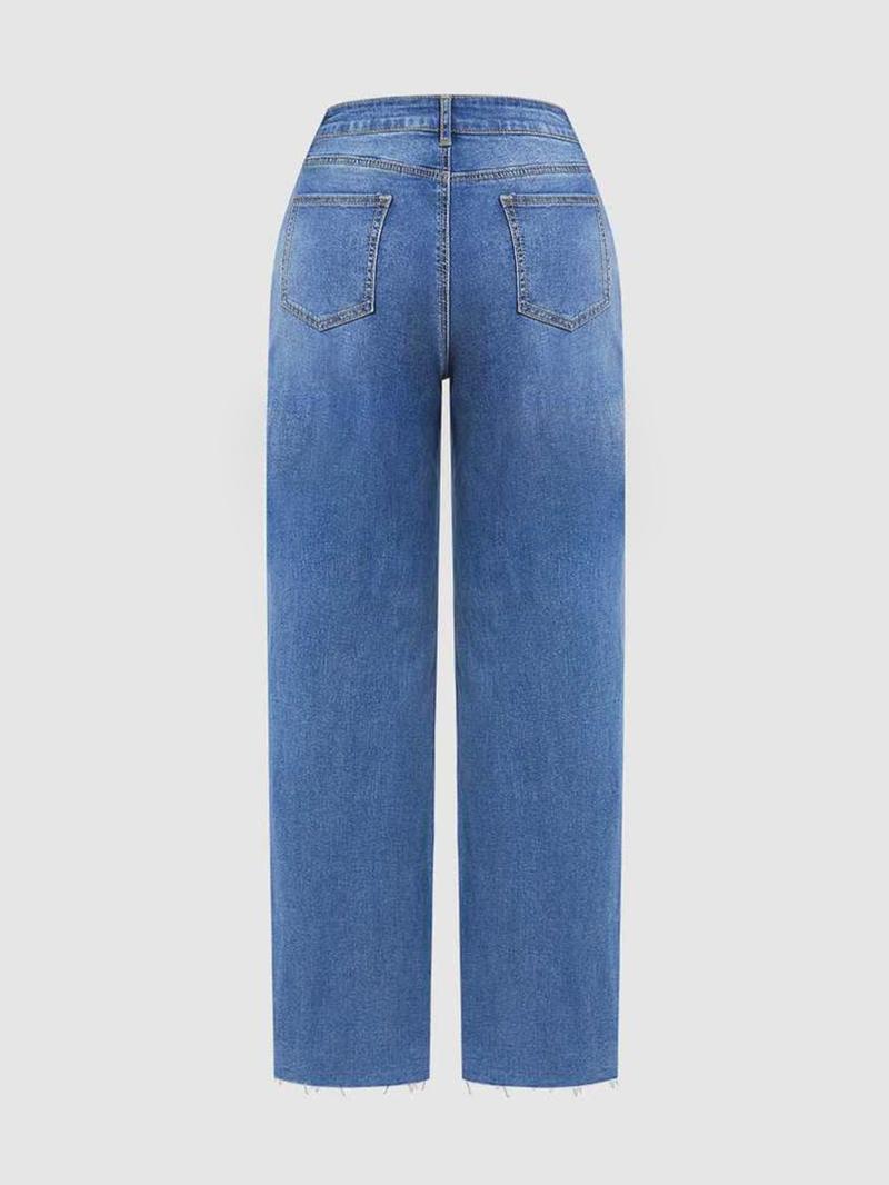 Women's Loose Fit Wide Leg Jeans, Casual All-Season Denim Jeans, Elastic Fabric for Daily Wear & Dates, Comfortable Water Wash Design