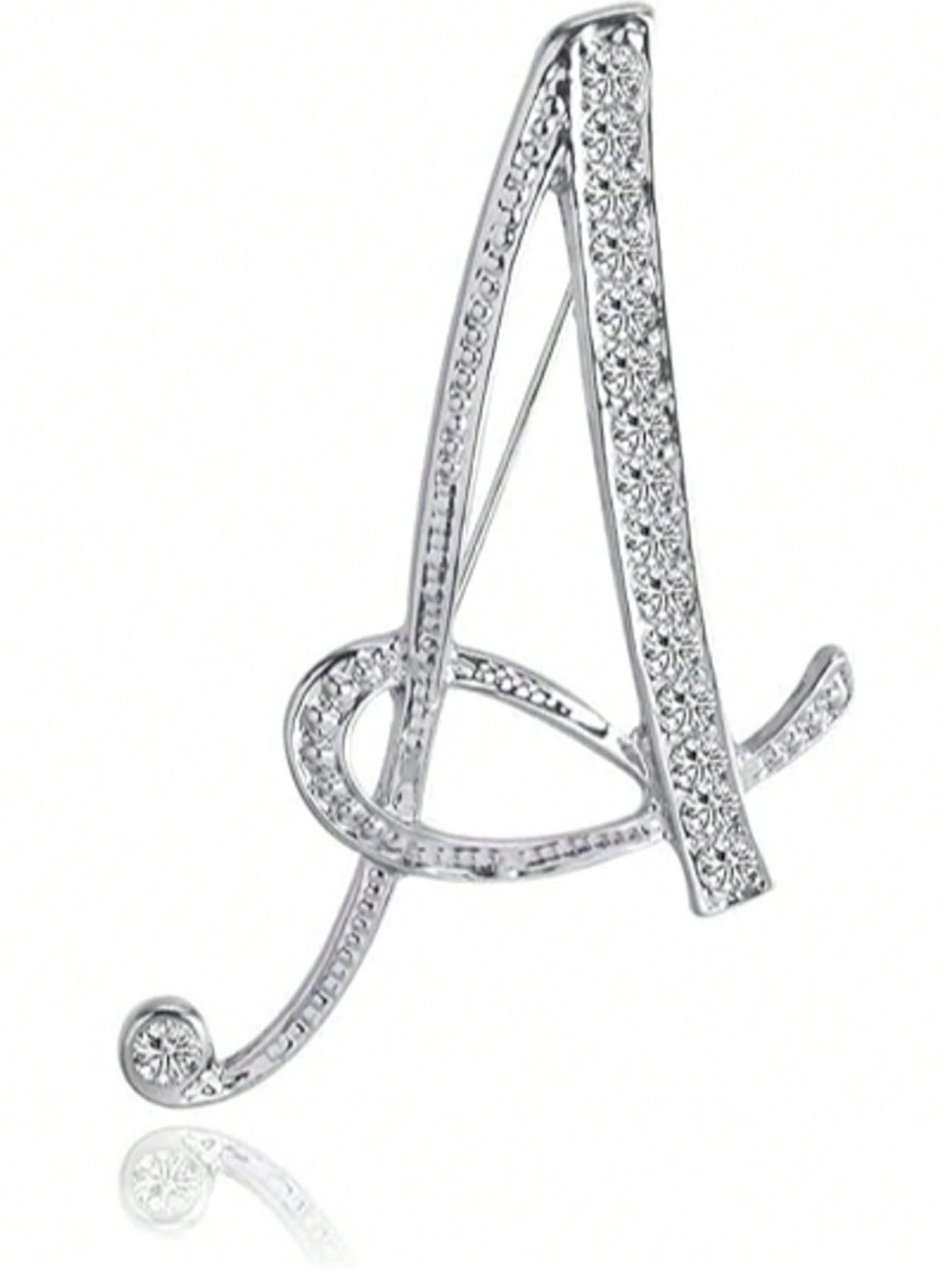 Letter Brooch, Elegant Brooch, Rhinestone Pin, Alloy Material, Sparkling Gemstones, Ideal for Suits, Shirts, Jackets, Dresses, Backpacks, Office Accessories, Teacher's Day Gift