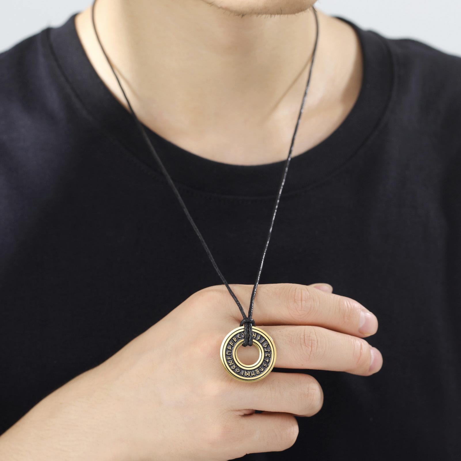 LIKGREAT Vintage Nordic Rune Necklaces for Men Stainless Steel Norse Runes Viking Jewerly Pagan Pendant Amulet Gift Hot Sale