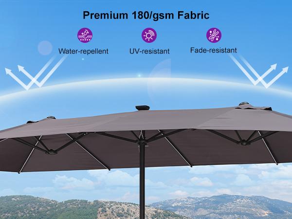 PURPLE LEAF 13 ft Table Umbrella with Lights Double-Sided Market Umbrella with Base