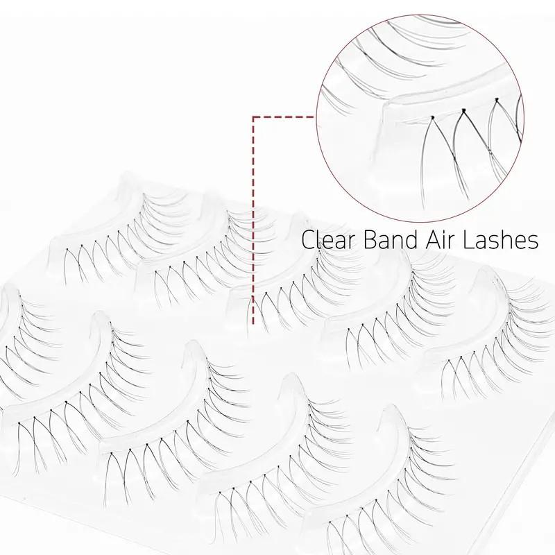 5 Pairs U-Shape 12 Columns Korean Thin False Lashes, Cosmetic, Transparent and Stunning Look, Lightweight Design for Natural Beauty Enhancement