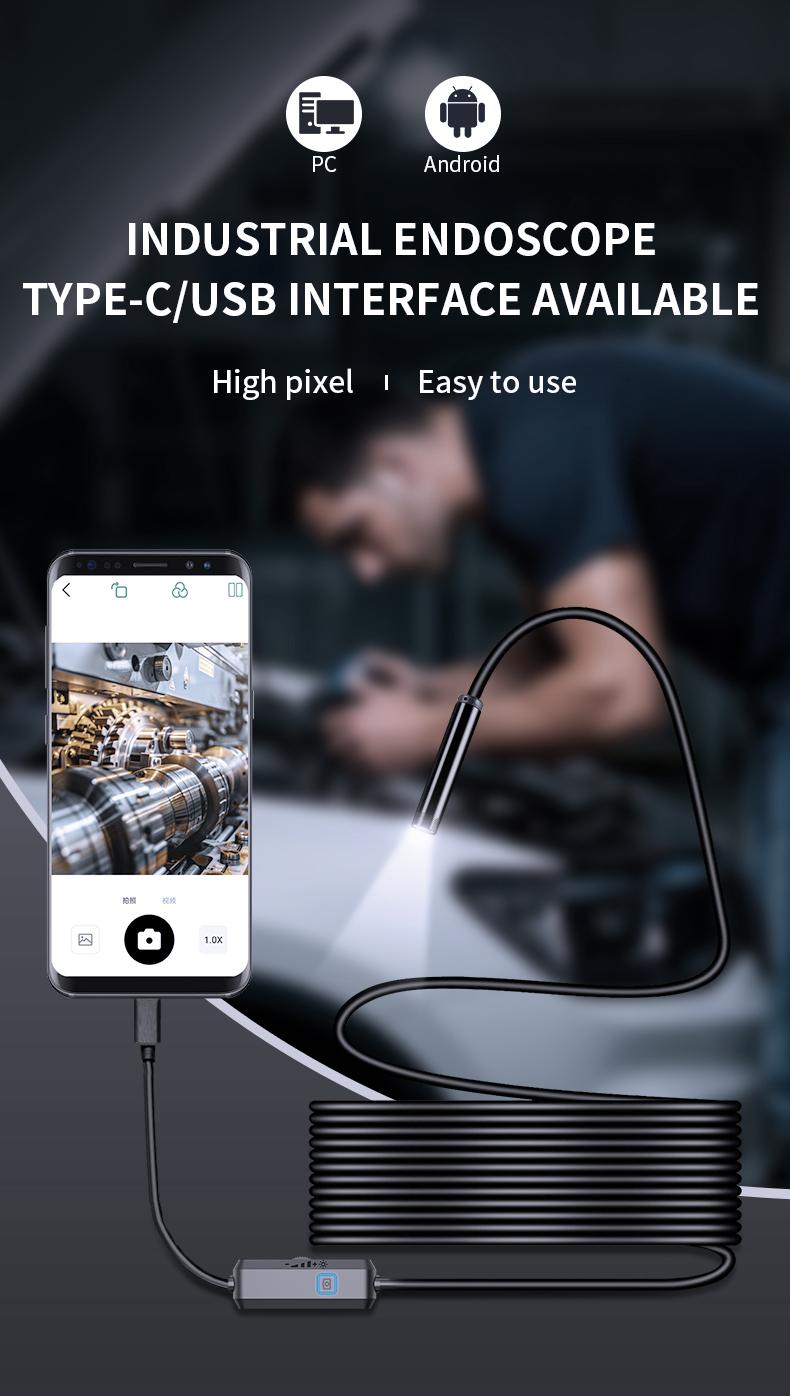 Endoscope Camera with Light,HD Borescope Tools,Adjustable LED Lights, Photo and Video Recording,Semi-Rigid Snake Camera, IP67 Waterproof Inspection Borescope for Android Phones and Laptops for Automotive Repair, Plumbing Sewer,HVAC,Men Tools Cool Gadgets