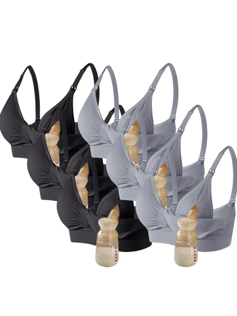 Women's Solid Color Adjustable Strap Maternity Bra, Comfortable Breathable Removable Chest Pad Nursing Bra, Maternity Lingerie for All Seasons