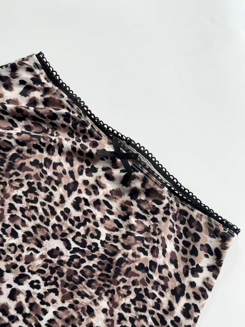 Women's Leopard Print High Waist Skirt, Elegant Stretchy  Skirt for Party Vacation & Street Style, Ladies Bottoms for Summer, Street Fashion Skirt