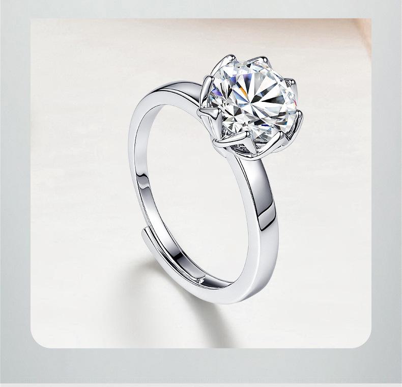 Copper alloy classic six-prong ring for women, simulated moissanite ring, women's ring, European and American luxury foreign trade jewelry manufacturer