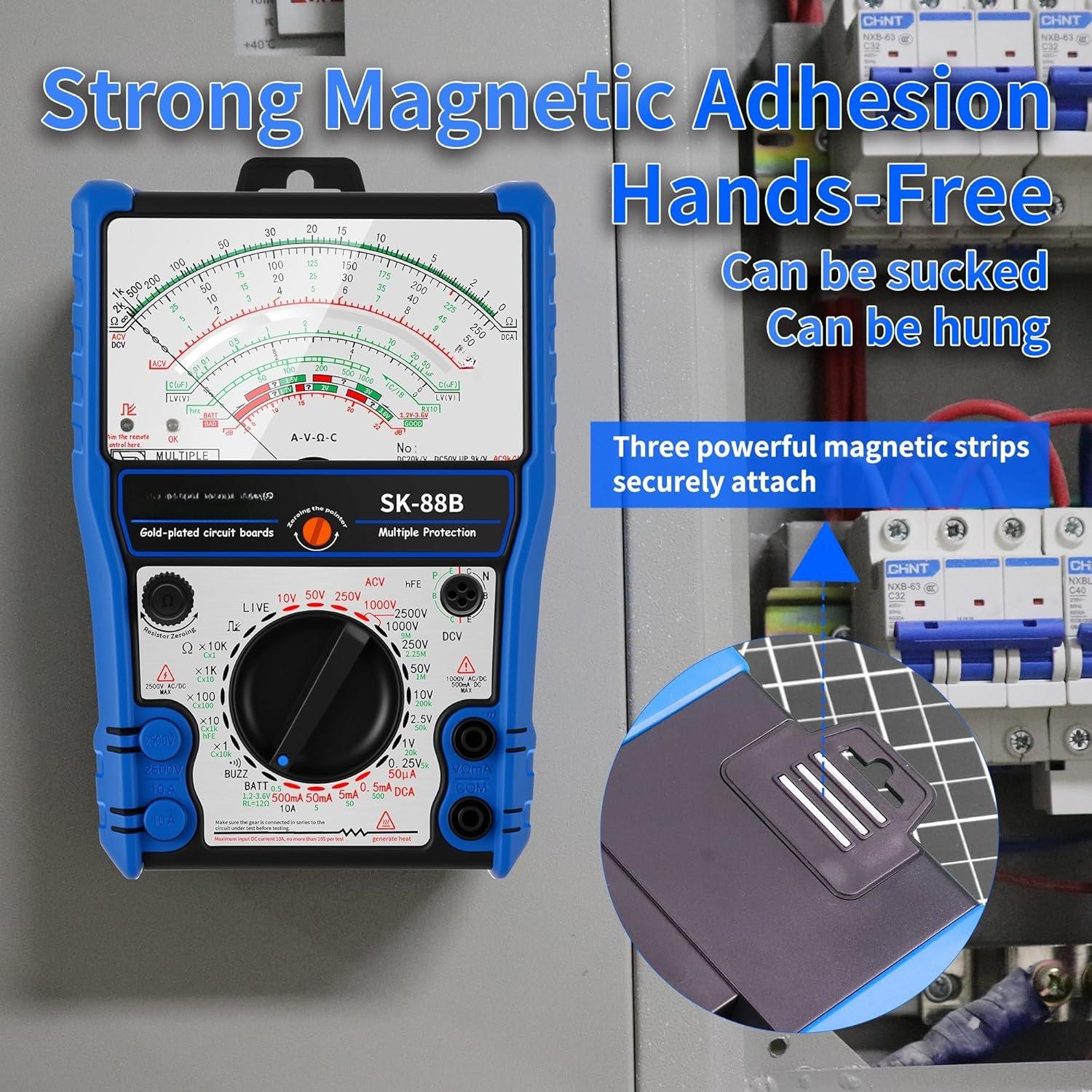 Analog Multimeter Tester, Analog Voltmeter Multimeter, Fieldpiece Multimeters for   2500V,DC Current 10A,RX 10K, Tester, Diode/LED Testing,Live and  Remote Detection
