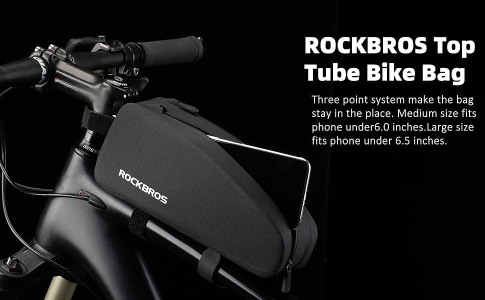 ROCKBROS Top Tube Bike Frame Bag - Waterproof Cycling Pouch with 2 Zipper Pockets for Bicycles ROCKBROS Top Tube Bike Frame Bag - Waterproof Cycling Pouch with 2 Zipper Pockets for Bicycles