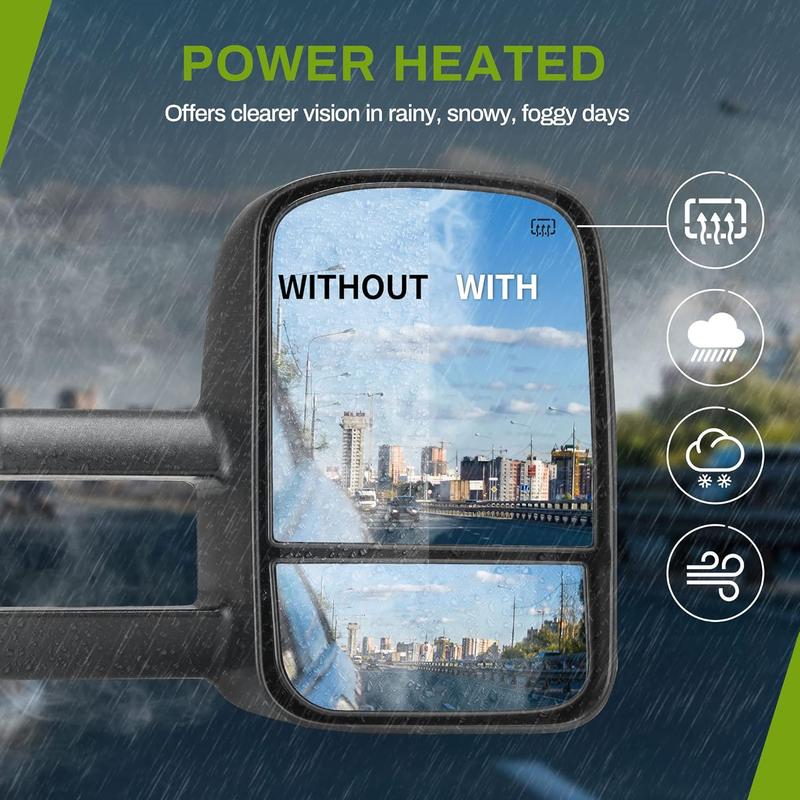 OEDRO Extendable Tow Mirrors Compatible with 2003 2004 2005 2006 Chevy Silverado Tahoe GMC Sierra Extendable Tow Mirrors, Arrow Signal Light Powered Heated