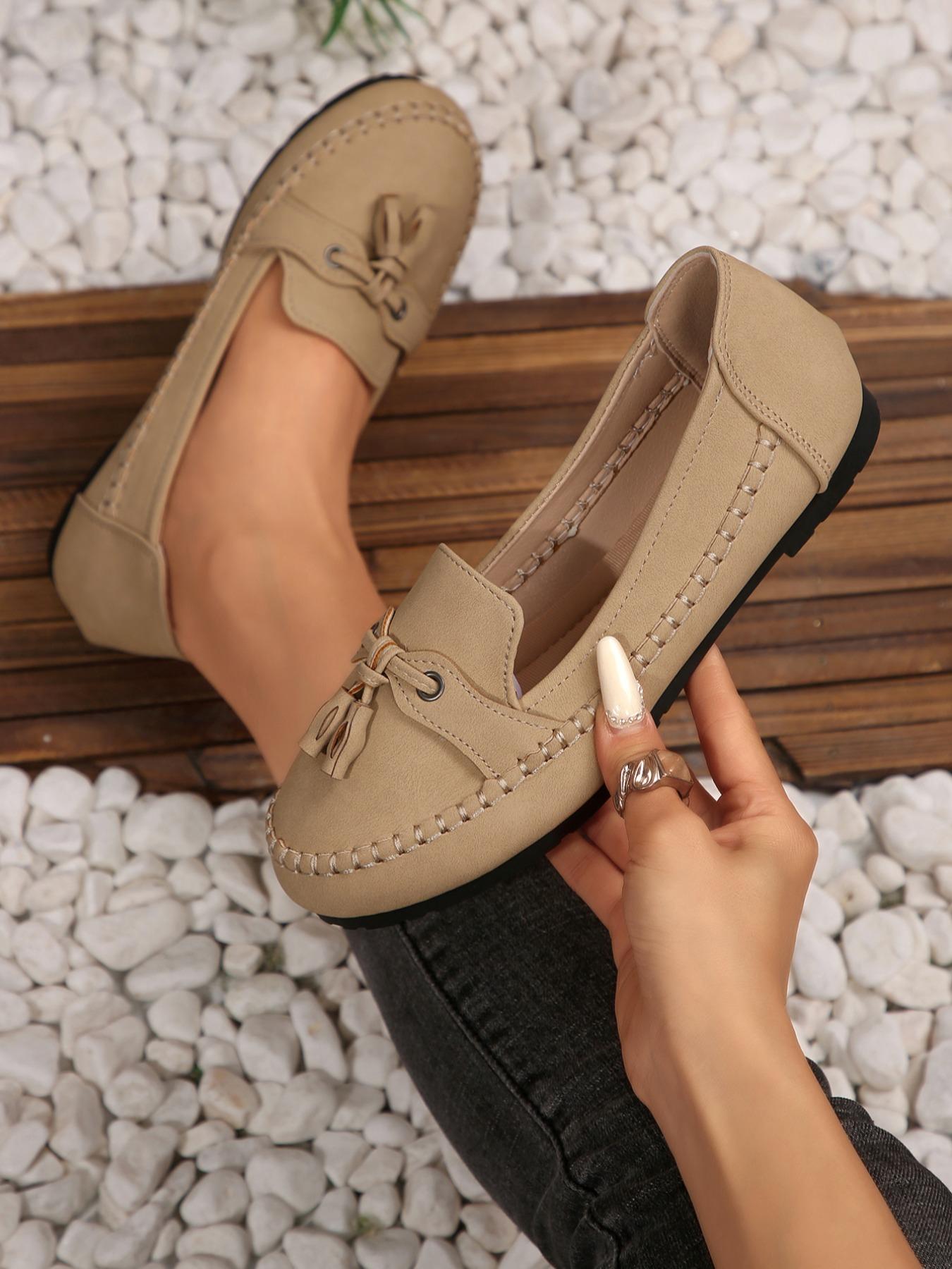 New Large Size Women's Casual Retro Slip-on PU Leather Loafers, Round Toe Flats for All Seasons, Comfortable Fashion Shoes for Daily Wear