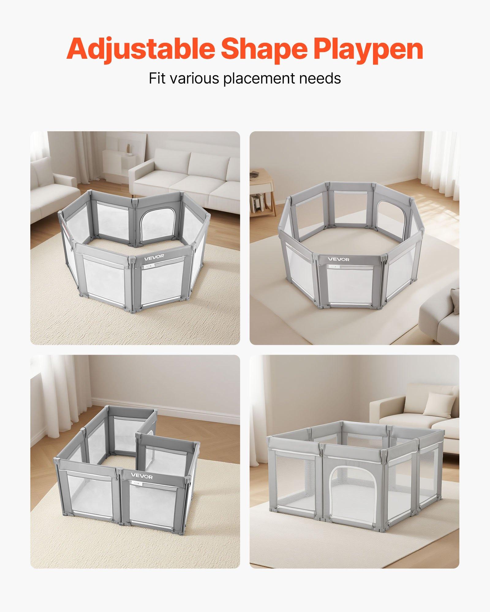 VEVOR Baby Playpen, 47.2″ x 47.2″ Foldable Toddlers Playpen, Indoor/Outdoor Baby Fence Play Yard with Zippered Door & Soft Breathable Mesh, No-Gap Toddlers Activity Center for 6 -24 Months Babies VEVOR Baby Playpen, 47.2″ x 47.2″ Foldable Toddlers Playpen, Indoor/Outdoor Baby Fence Play Yard with Zippered Door & Soft Breathable Mesh, No-Gap Toddlers Activity Center for 6 -24 Months Babies