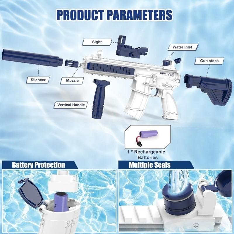 Rechargeable Large Electric Water Gun for Summer Parties, Outdoor Pool and Beach Fun, Lithium Battery Powered Toy for All Ages