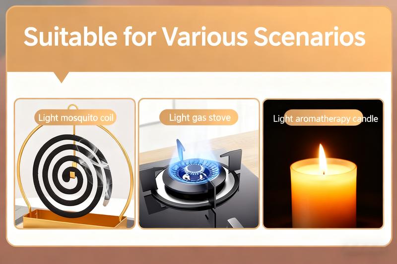 Igniter, electric igniter, rechargeable C-type igniter, arc igniter with LED battery display, flameless long-wick candle igniter, designed for barbecue and camping, Christmas gift, New Year gift