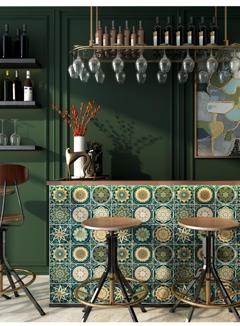 24pcs Waterproof Self-Adhesive PVC Moroccan Tile Stickers, 3.94 Inch, Tile Wall Stickers, Kitchen Living Room Bathroom Decor, Moisture-Proof, Easy Installation