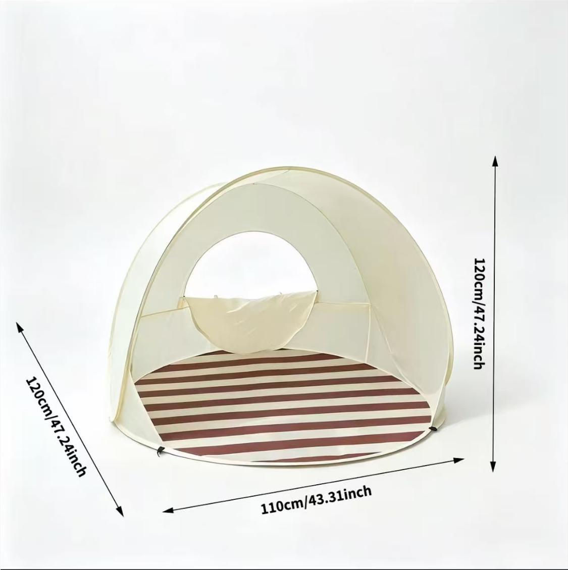 Striped Double Layer Outdoor Instant Pop-Up Beach Tent - No Assembly Required, Portable Sunshade Canopy for Family Picnics, Camping