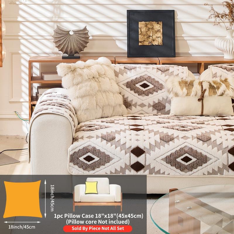 Plush Anti-Slip Dustproof Cat Scratch Sofa Cushion Cover, Reusable All-Purpose Winter Mat, Warm Plaid Design, Sofa Couch Protector, Home Decor, Sofa Slipcover