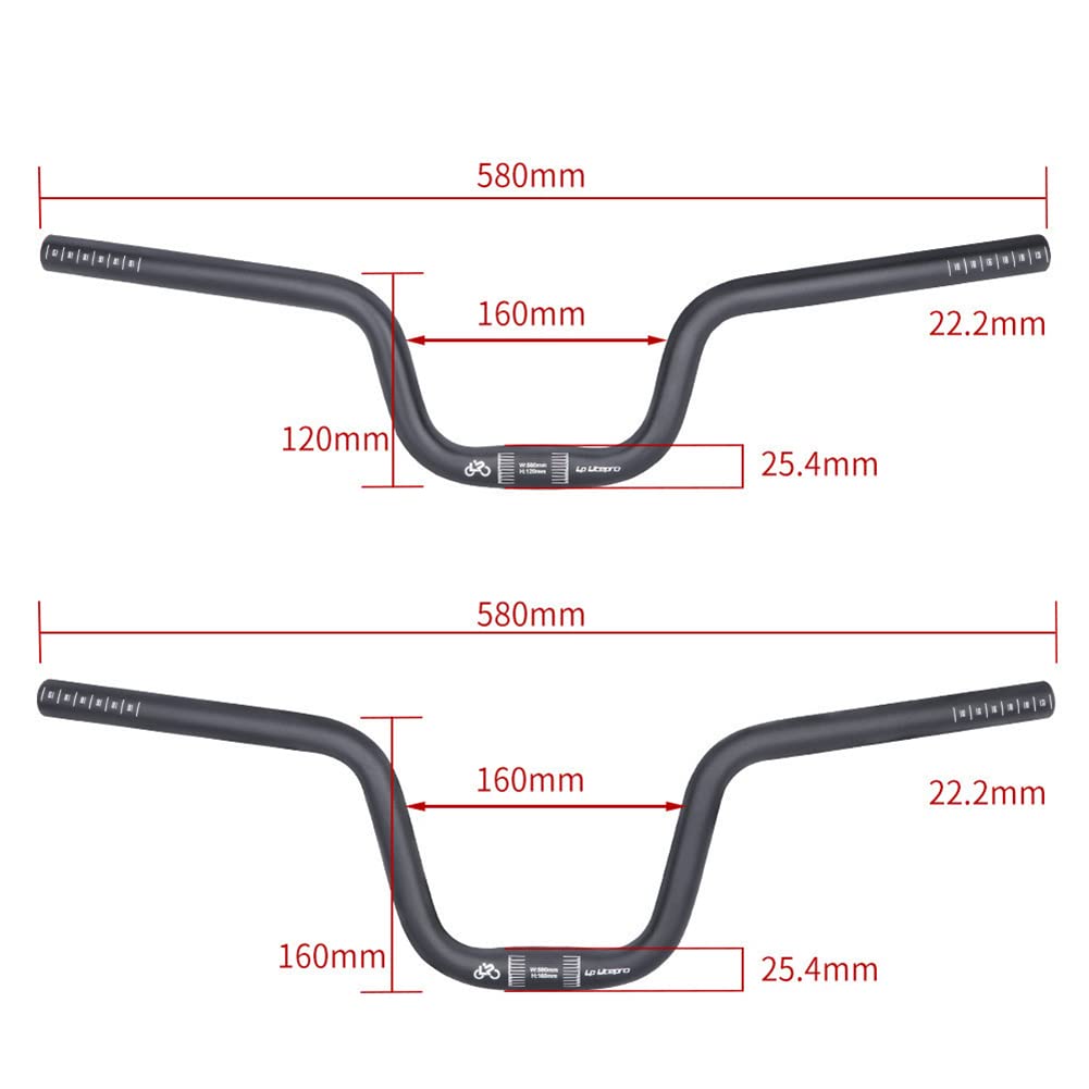 GARVEE Bike Handlebar Aluminum Alloy U-shaped Bicycle Handlebar Riser Bar for Road Bike, Cross Bike, Mountain Bike Car Accessories (120mm Black)