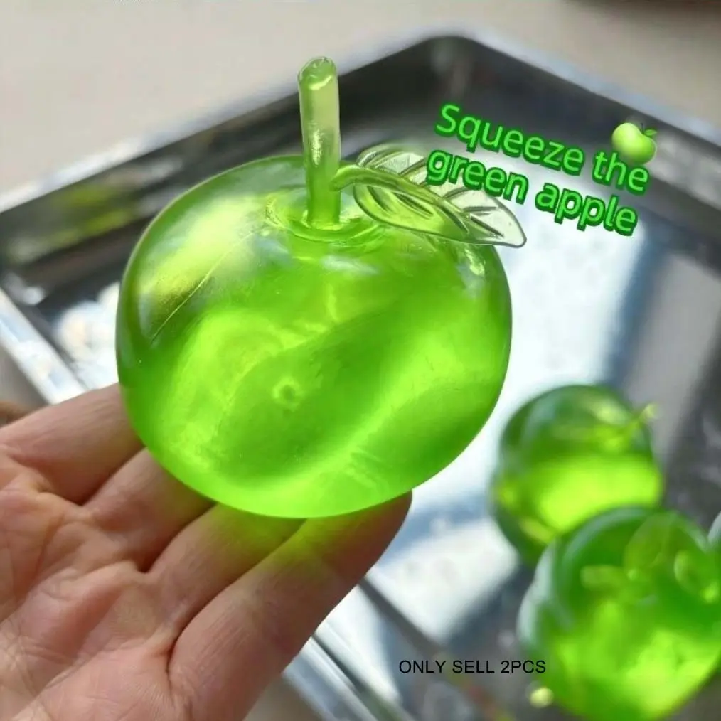 Round Apple Squishy Toys 2-pack, Soft Squeeze Stress Relief Set for Adults and Kids, Slow-Rising Mochi Sensory Toys, Soft Sensory Squishies, Anxiety-Calming Fidget Pack, Soft Anxiety Fidgets, Decompression Squeeze Toys for Birthday Party, Stress Reliever