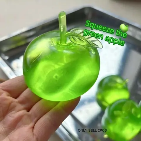 Round Apple Squishy Toys 2-pack, Soft Squeeze Stress Relief Set for Adults and Kids, Slow-Rising Mochi Sensory Toys, Soft Sensory Squishies, Anxiety-Calming Fidget Pack, Soft Anxiety Fidgets, Decompression Squeeze Toys for Birthday Party, Stress Reliever