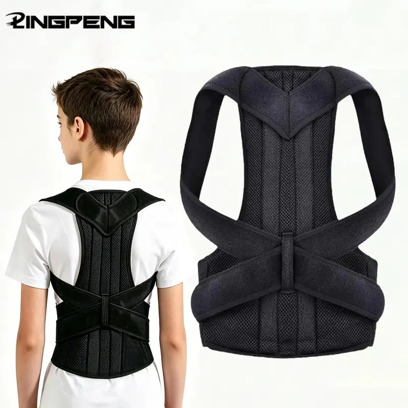 LINGPENG Magnetic Anti-Hunchback Posture Support, Adjustable Back Support Brace for Adults & Teens, Straightens Shoulders, Eases Muscle Tension, Posture Improvement Aid, Posture Straightener, Shoulder Back Aligner, Back Alignment Aid