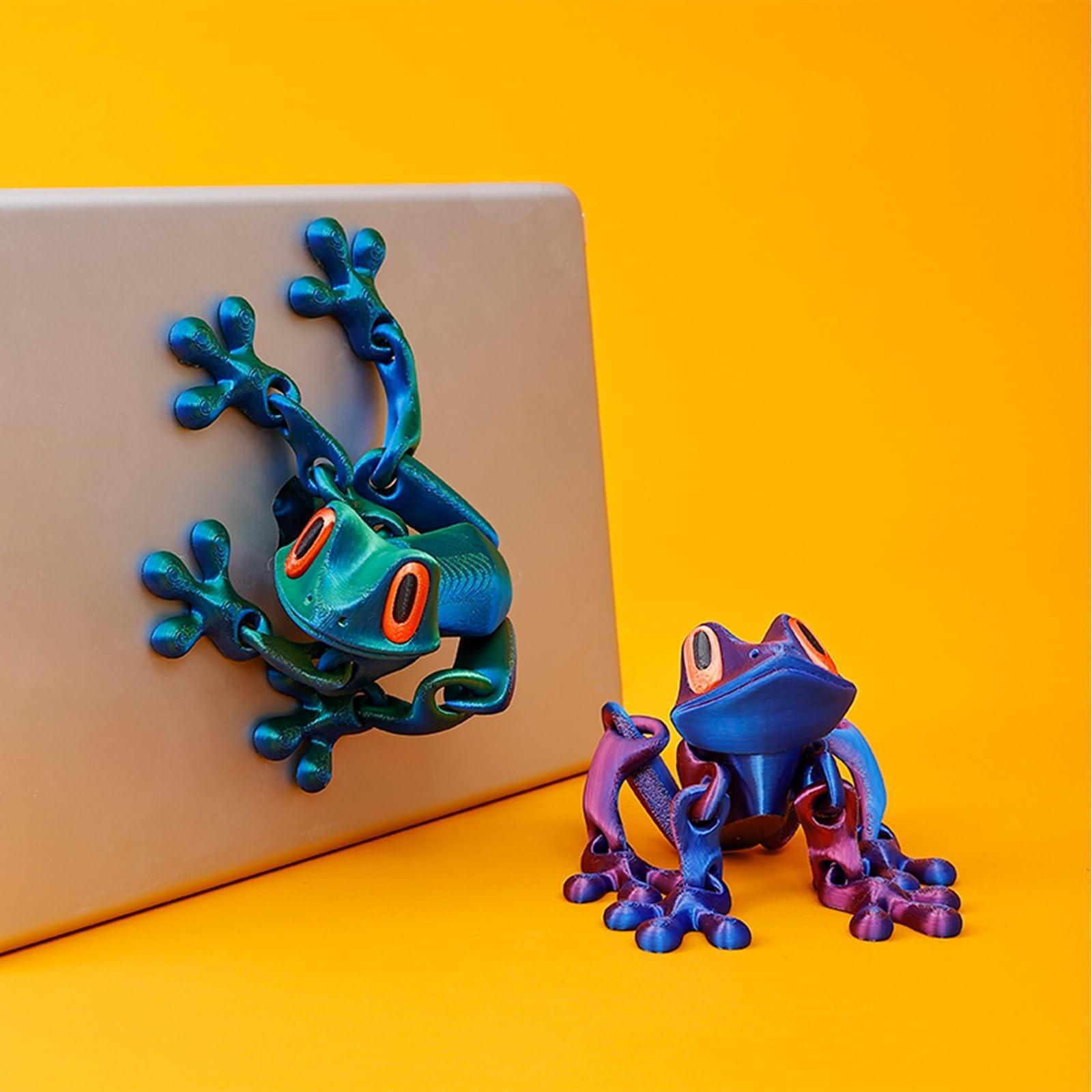 4pcs 3D Printed Magnetic Frog Refrigerator Magnets, Realistic Frogs Fridge Magnet Funny 3D-Printed Animals Decor for Home Office Whiteboard