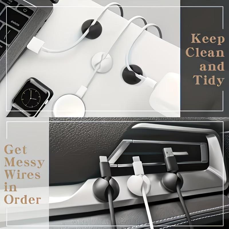 Cord Holder Cable Holder, 10PCS Black Adhesive Cable Clips Cord Organizer Charger Holder Wire Management Keeper for Nightstand, Office, Desk or Mouse