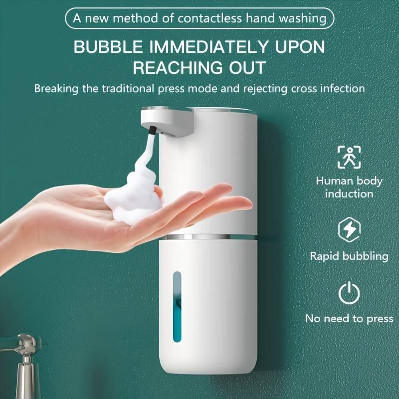 Automatic Touchless Soap Dispenser Wall-Mounted Infrared Sensor Foam Hand Sanitizer Machine, USB Rechargeable, Hygienic Home Bathroom Accessory