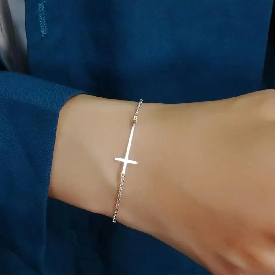 925 Sterling Silver Lucky Cross Bracelet for Women, Wedding Wear Fashion Jewelry Accessory