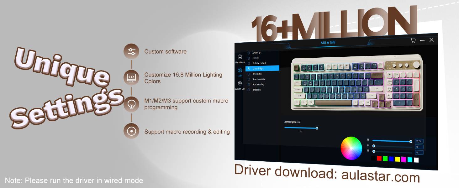 【Hero Product】AULA S99 Key Keyboard, Tri-Mode Bluetooth/2.4GHz/USB-C Cute Creamy Gaming Keyboard with Number Pad RGB Backlit, Media Knob Custom Mechanical Feel Computer Keyboard for MAC Xbox PC Gamer -Fixed Keycaps & Switches (Non-Replaceable)