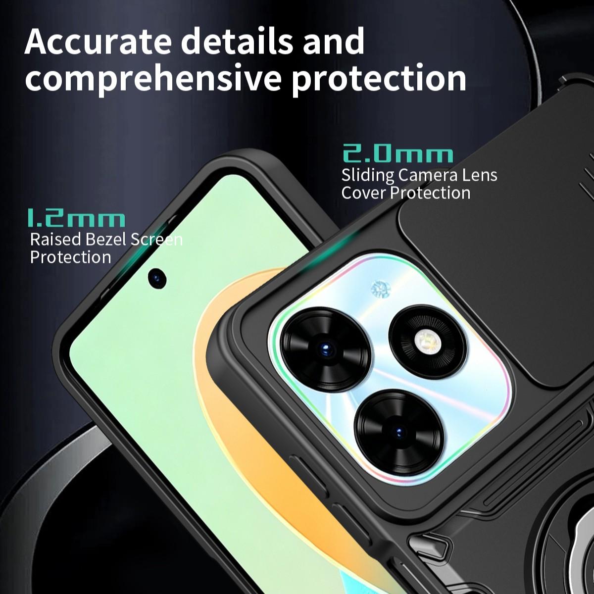 New 360 Rotating Magnetic Stand Phone Case for Tecno Spark20 & Tecno PoP8, Anti-Drop Phone Shell with Camera Cover Protection