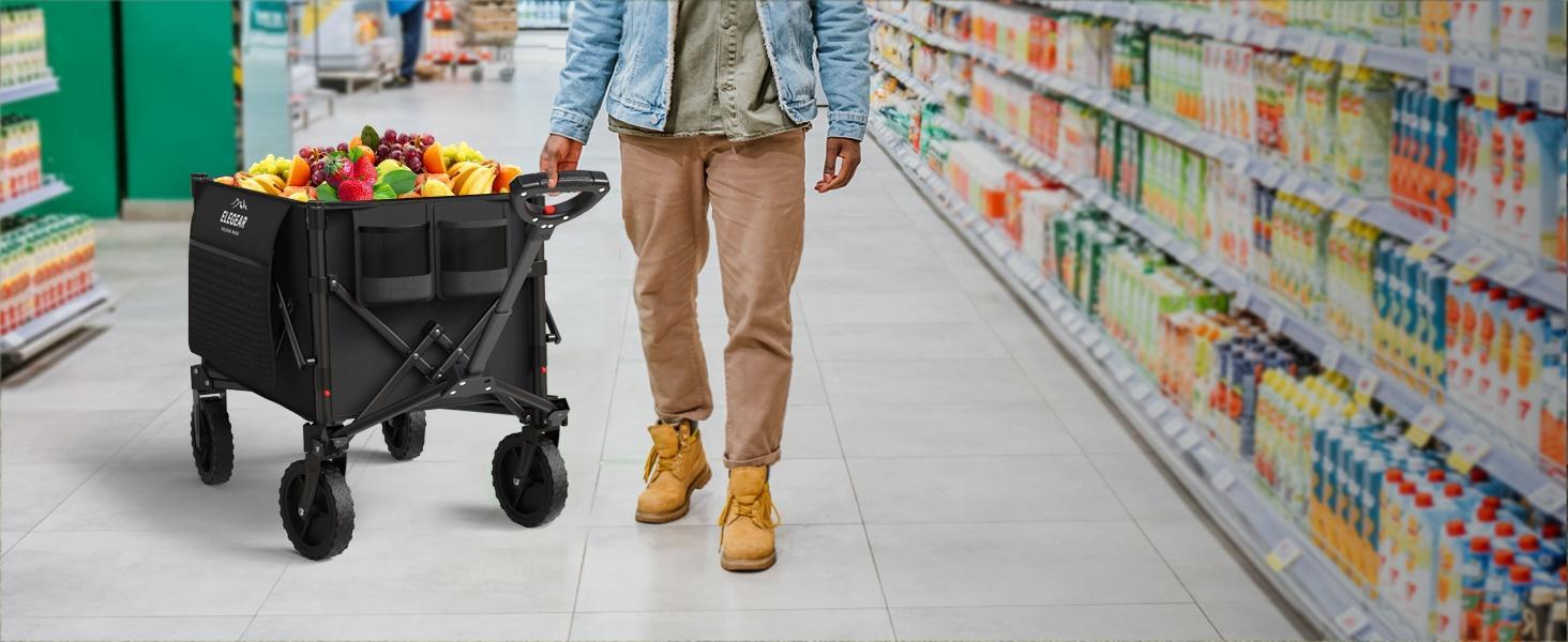 Heavy-Duty Folding Wagon Cart:Compact,All-Terrain Utility with 360° Wheels –220 lbs Capacity for Sports,Camping,and Grocery Shopping organizer Heavy-Duty Folding Wagon Cart:Compact,All-Terrain Utility with 360° Wheels –220 lbs Capacity for Sports,Camping,and Grocery Shopping organizer