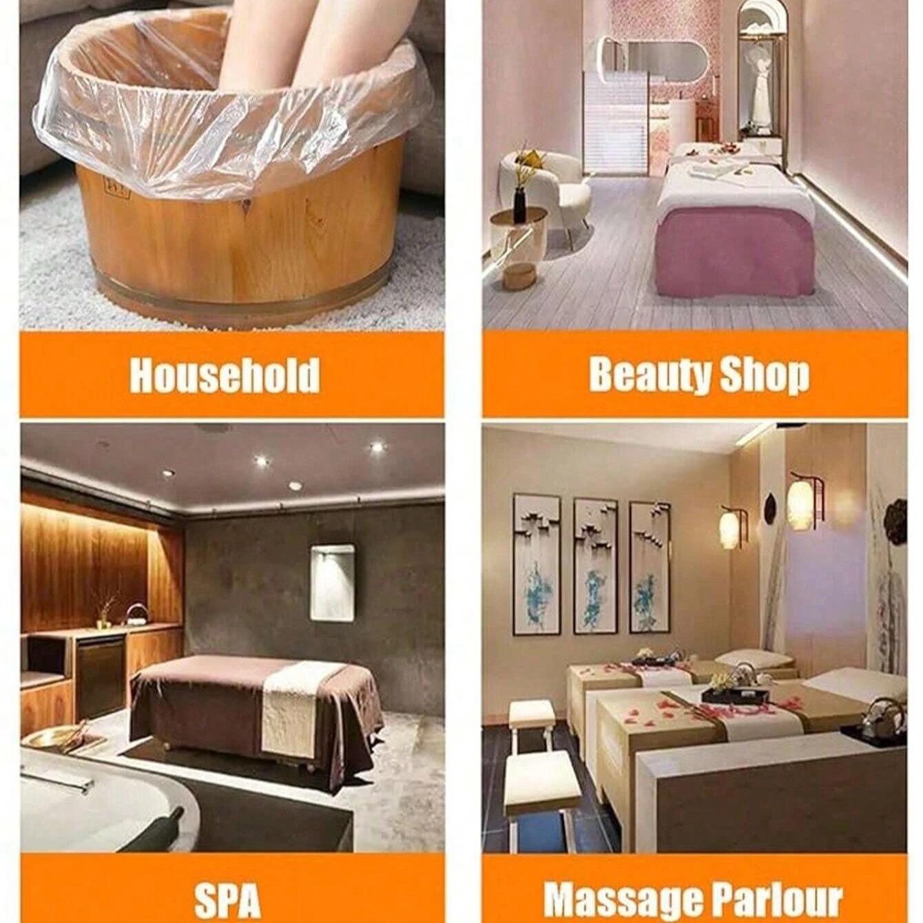 50/100 Disposable Foot Bath Bags, Portable Plastic Foot Spa Liners, Large Thin Foot Bath Inner Lining, Ideal for Home & Hotel Use