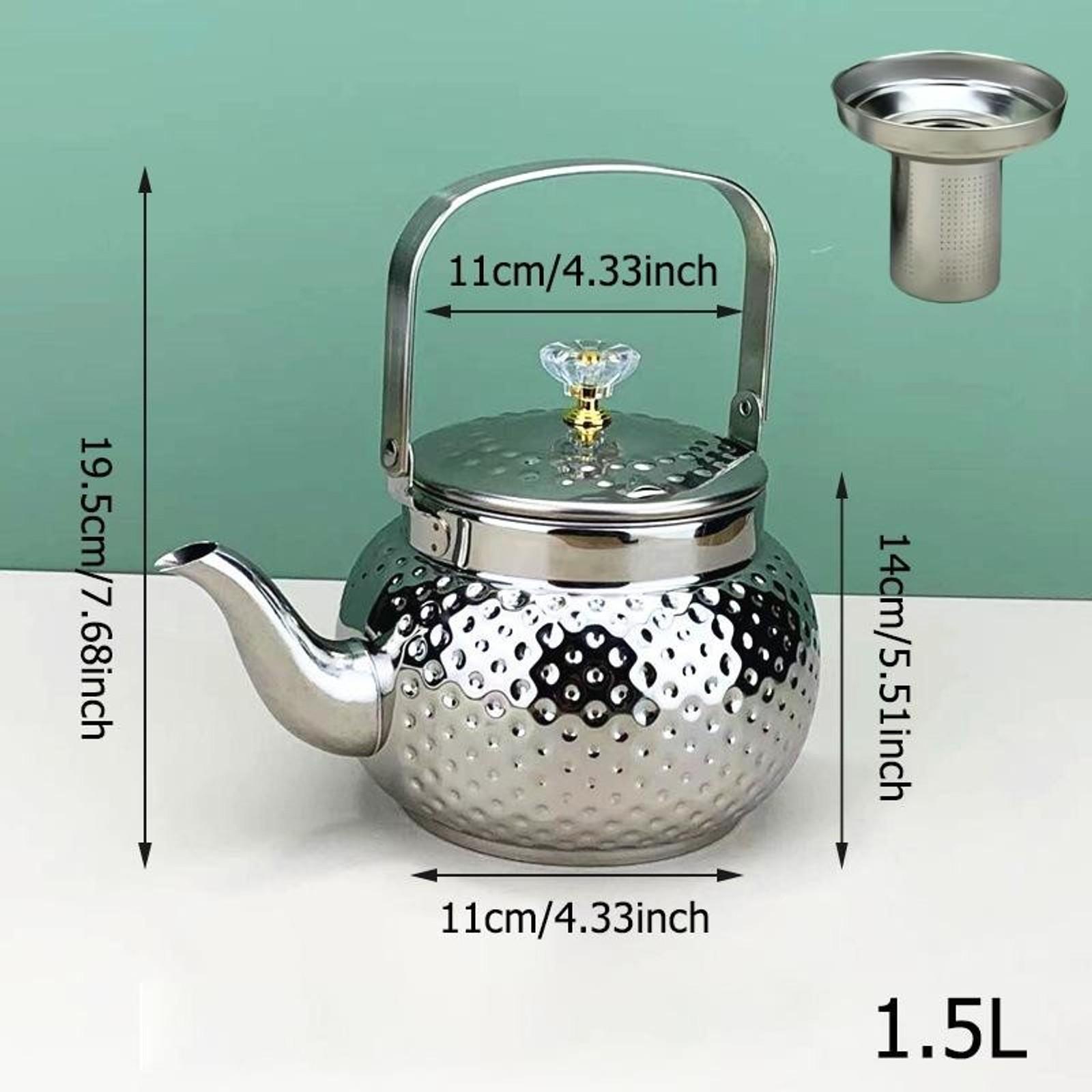 A Middle Eastern hammered design stainless steel teapot - heavy-duty 201 stainless steel with a filter, suitable for use on induction cooktops/gas stoves, oven-safe for both home and restaurant use Teapot With Strainer