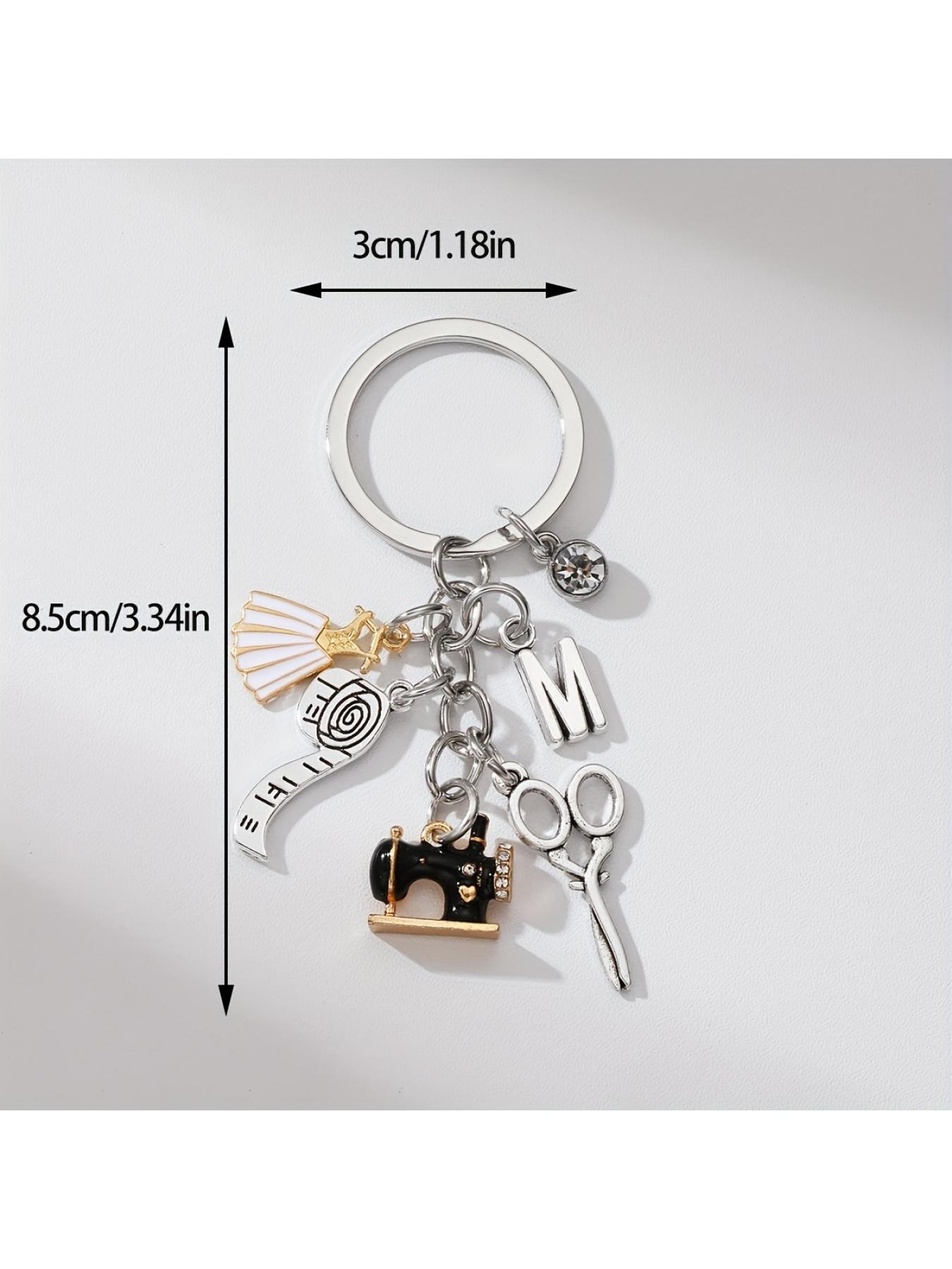 1pc Chic Alloy Keychain with Sewing Machine, Tape Measure & Scissors Charms - "Sewing Enthusiast" Metal Key Ring - Ideal Friendship Gift, Sewing Accessories