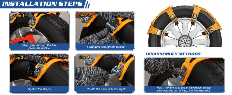 MOONCOOL Upgraded TPU Snow Chains 8 Pack, Tire Chains for Cars/SUVs/Pickup Trucks, Security Chains, for Tire Width 165-275mm, Easy Installation & Durability