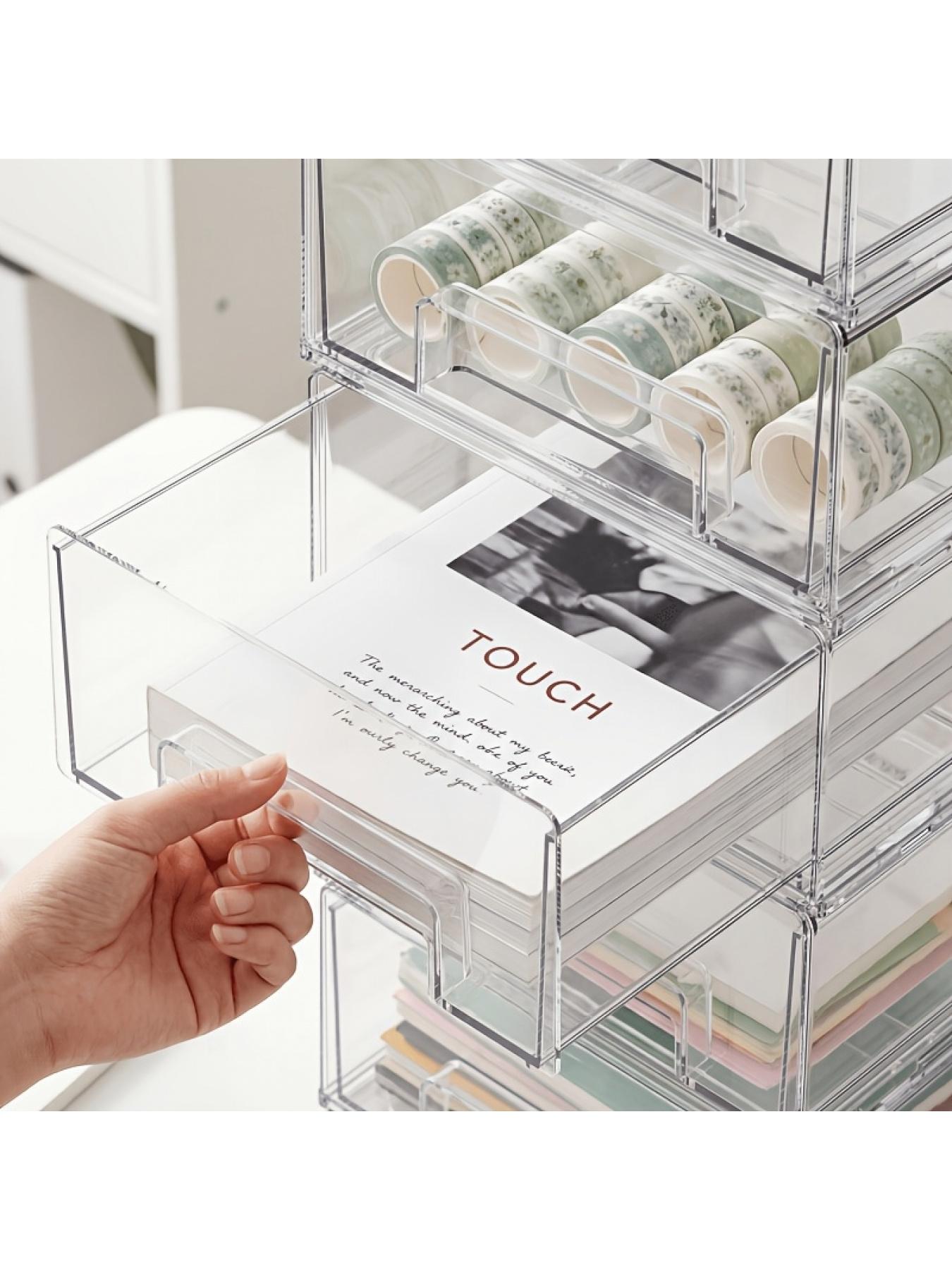 Clear Pull Out Drawer Desktop Organizer Large Storage for Jewelry Findings Bead Making Craft Supplies Stationery