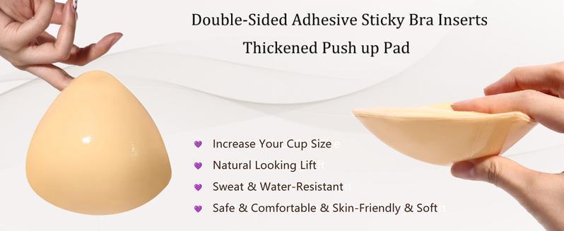 Double-Sided Sticky Bra Inserts Push up Breast Enhancers Pads Reusable Padded Ultra Lift Inserts Adhesive Bra Pads Bikini Womenswear Accessories Strapless Underwear Lady Women Comfort