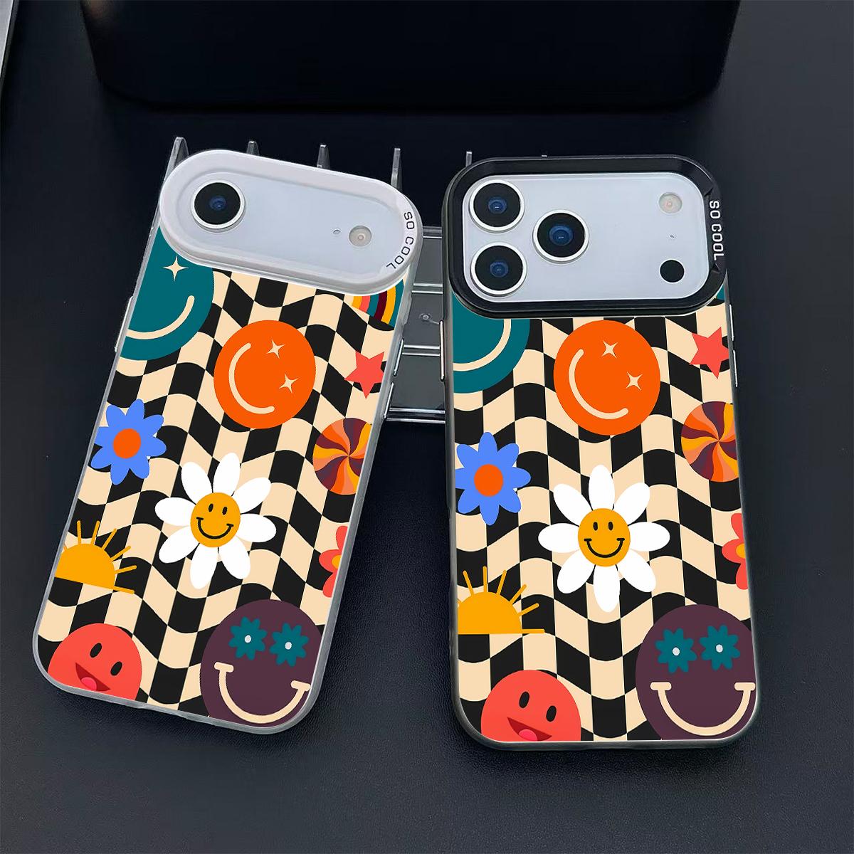 Creative Checkered Pattern Shockproof Phone Case for iPhone 7 8 X XR 11 12 13 14 15 16 17 Pro Max Plus Air 17E Protecitved Cover Affordable Trendy Unique