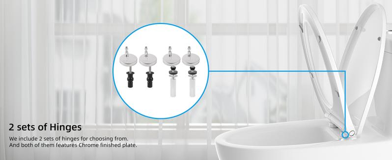 Hibbent Premium Elongated Toilet Seat with Cover(Oval) Quiet Close, One-Click to Quick Release, Easy Installation Never Loosen Hinge, Slow Close Toilet Seat and Cover, Easy Cleaning-White Color