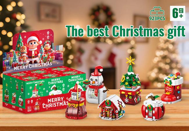 Festive Holiday Decor with SANTA CLAUS'S LUCKY BAG,CHRISTMAS APPLE HOUSE,CHRISTMAS HOUSE,CHRISTMAS TREE,CHRISTMAS SNOWMAN,CHRISTMAS STOCKINGS,With lights and music STEM Toy Christmas Gifts Boy/Girl gifts Decoration Ornaments Ornaments Decoration