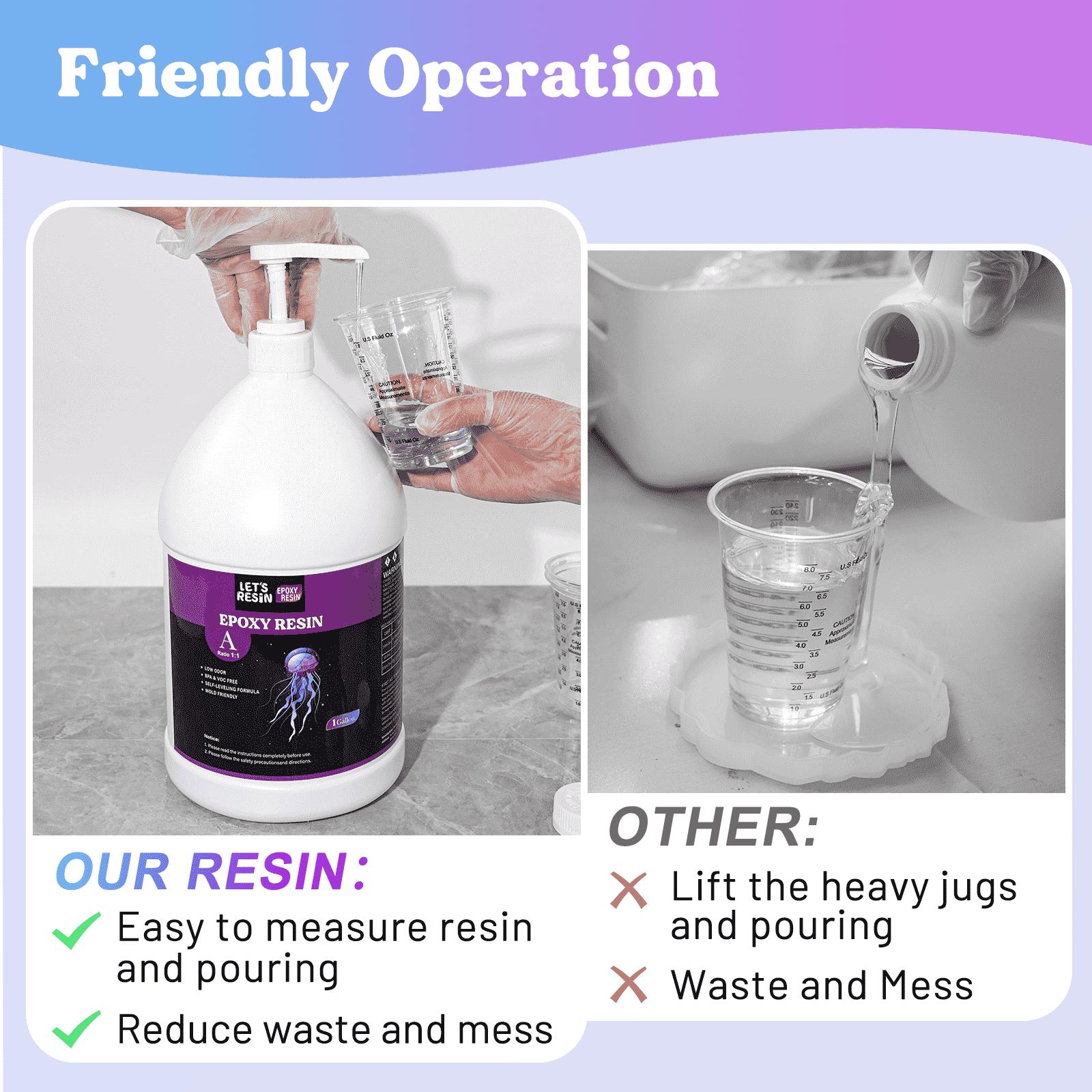 2 Gallon Casting Resin with Pumps, Bubble Free & High-Gloss Resin Epoxy Kit, Crystal Clear Epoxy Resin and Hardener for DIY Art, Molds Casting,Craft - LET'S RESIN