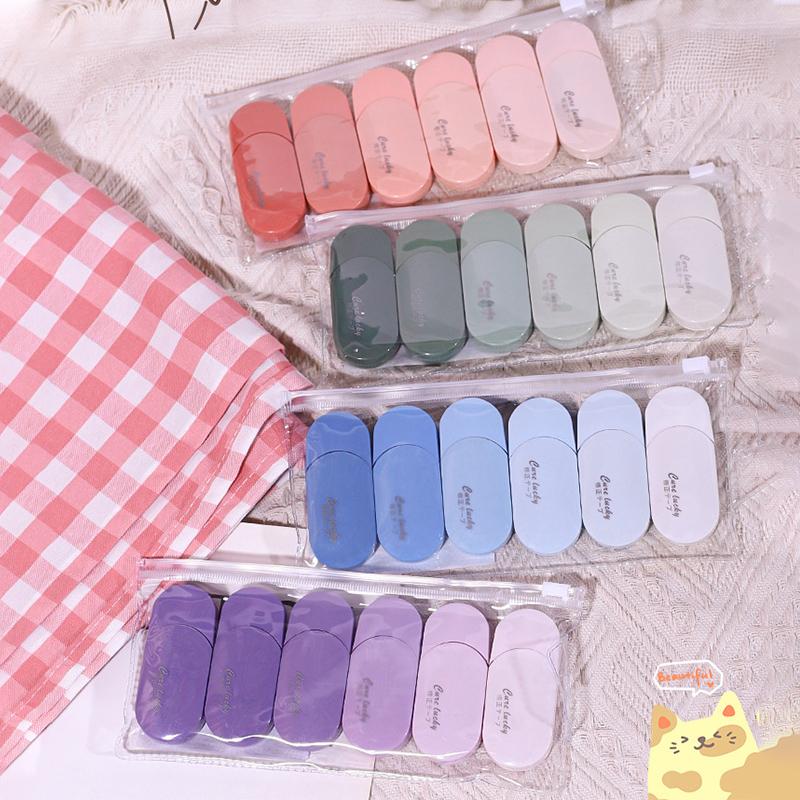 6pcs Macaron Color Mini Correction Tape Set, Soft Colors, Portable and Stylish, Light Blue, Mint, Lavender, Sky Blue, Smooth Finish, Ideal Gift